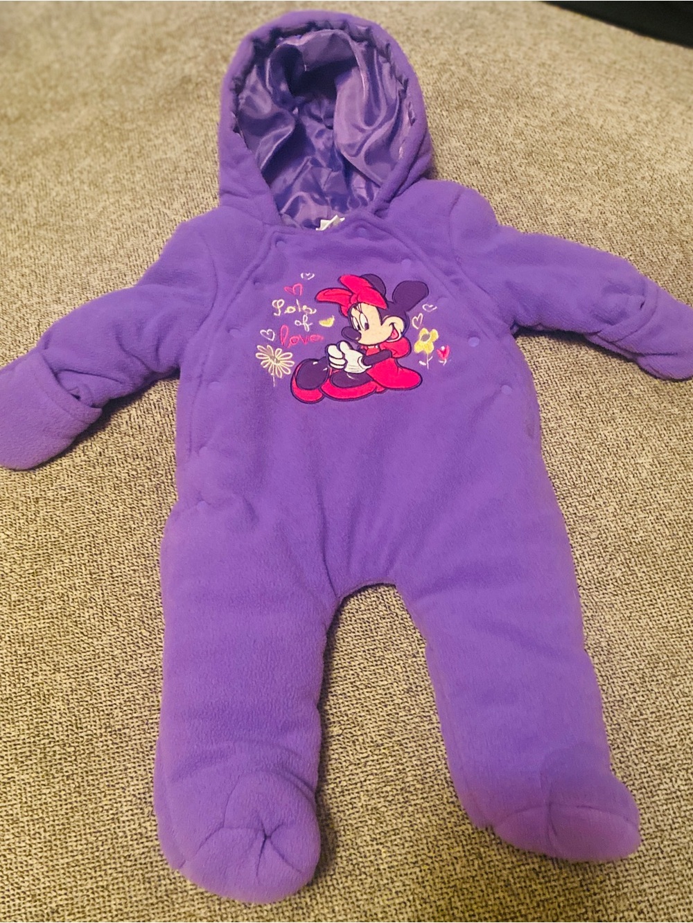 Disney Purple Minnie Mouse Fleece Hooded Footie